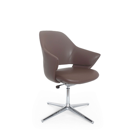 KH-Star-X (pu) Кресло конференц экокожа, крест.алюминий, мех.мультиблок обивка коричневый 2628