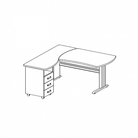 Офисная мебель для персонала: Угловое рабочее место с тумбой металл B199 левое.