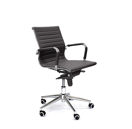 RT-04Q Кресло экокожа, крестовина хром мультиблок обивка черный 40