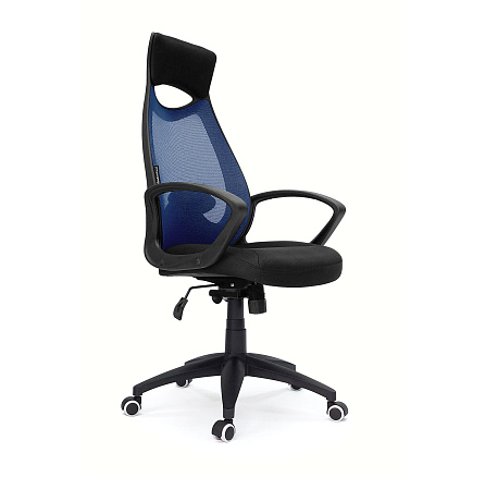 YH-6060N Кресло сетка, крестовина пластик обивка синий, каркас чёрный