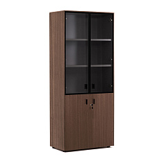 109 714 ECL 01 Шкаф комбинированный со стеклом 82x44xh197,5 Enzo эвкалипт мореный/ черный