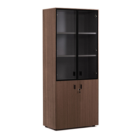109 714 ECL 01 Шкаф комбинированный со стеклом 82x44xh197,5 Enzo эвкалипт мореный/ черный