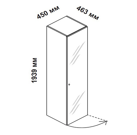 156924 Шкаф для кабинета высокий со стеклянной дверцей и замком, правосторонний Enosi Белый LS (68)