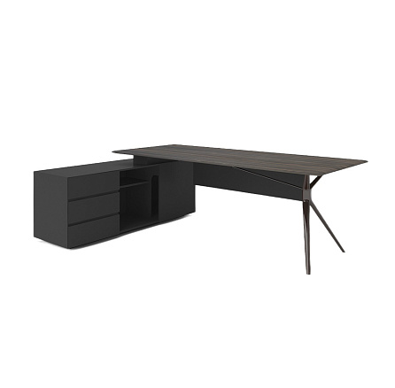 WNS1816L Стол для руководителя с тумбой левый 1800*1600*750 Арес люкс / Ares Lux жженый дуб
