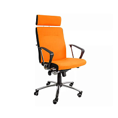 Fox High sync FX gtsCh1 WRS-S Кресло ткань, крестовина хром обивка оранжевый W09, каркас хром