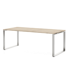 RO200 Стол руководителя 200x90x77 ROTONDA дуб светлый / хром