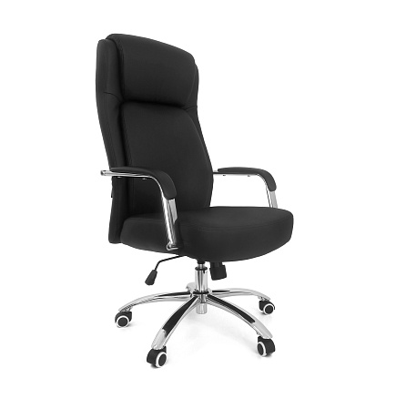 RT-5652 Кресло экокожа, крестовина хром, ТопГан обивка черный 40