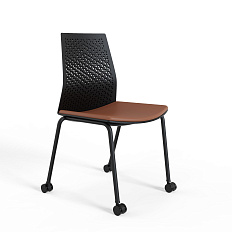 HY-811A (LAMI A) Стул без подлокотников, чёрный пластик, с роликами коричневый 360-28