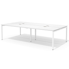 RM-3.1 (x4) + F-53M Двойная группа сдвоенного стола прямого с люком на металлокаркасе Rio Project белый