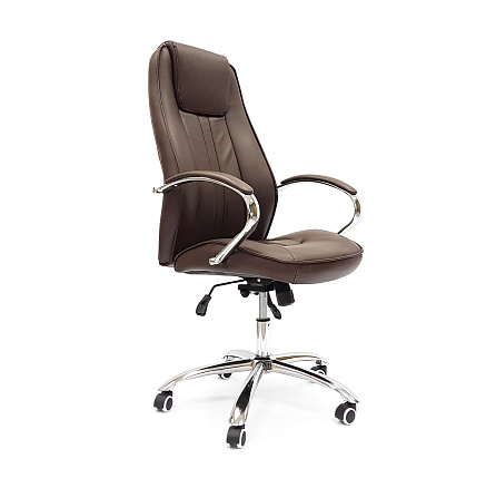 RT-369 Кресло экокожа, крестовина хром ТопГан Люкс обивка коричневый 67