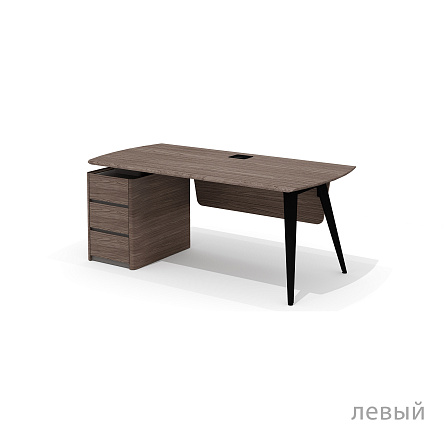 Nr-180.1+Nr-32 Стол руководителя 180х90х75 Нуар дуб Монте/серый мист/металл черный
