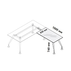 156413 Приставка стеклянная правая или левая для письменного стола Enosi Белый LS (68)