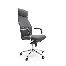 RT-5680 Кресло экокожа, крестовина хром, мультиблок обивка тёмно-серый RXT051-20