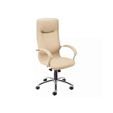 Nova steel chrome Кресло кожа+к/з, крестовина хром обивка бежевый SP-J