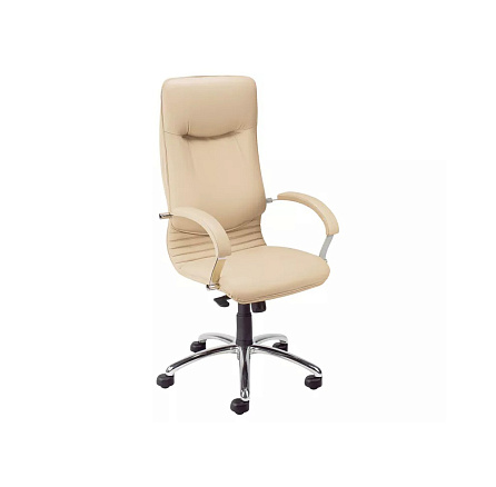 Nova steel chrome Кресло кожа+к/з, крестовина хром обивка бежевый SP-J
