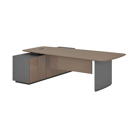 FT2322R Стол для руководителя с тумбой правый 2300*2200*760 FOSTER серебряная жемчужина