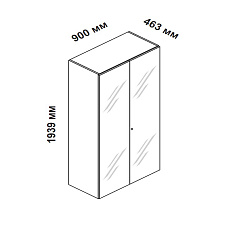 156932 Шкаф для кабинета высокий с двумя стеклянными дверцами и замком Enosi Белый LS (68)