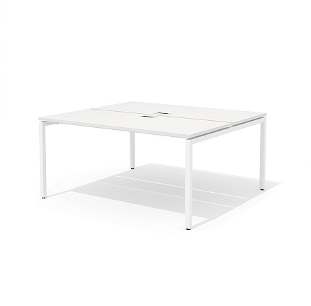 RM-2.1 (x2) + F-46M Сдвоенный стол прямой с люком на металлокаркасе Rio Project белый