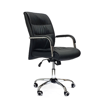 RT-333B Кресло экокожа, крестовина хром ТопГан Люкс обивка черный 40