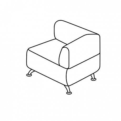 Мягкая офисная мебель: Вейт 1Б кресло, подлокотники слева от сидящего.