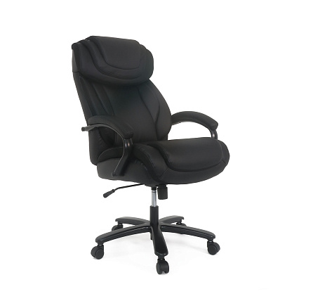 GO-23051 Кресло прессованная кожа/экокожа, крестовина металл. окр, механизм Топ Ган обивка черный