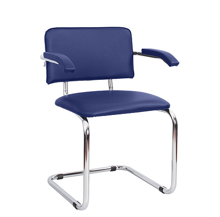 СИЛЬВИЯ ARM Стул иск. кожа, полозья хром V-15 синий