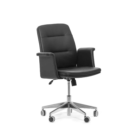 KARL/B Кресло кожа+к/з, крестовина металл обивка черный, каркас алюминий