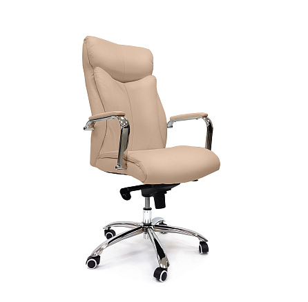 RT-346 Кресло экокожа, крестовина хром мультиблок обивка бежевый 70