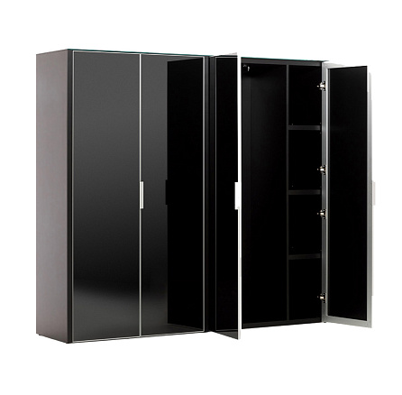 LIB4/899 + LIBW/899 + LIBSH/899 BLACK GLASS Шкаф гардероб SIRIUS черный