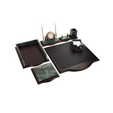 Galant Настольный набор 7 предметов, зеленый мрамор / красное дерево