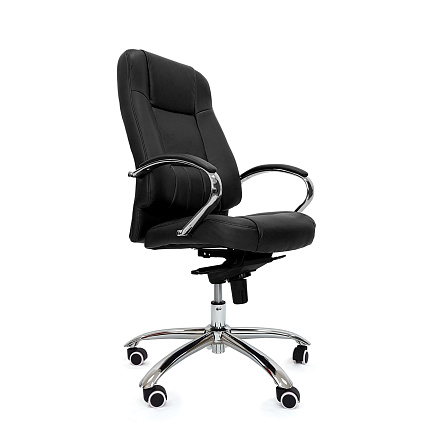 RT-090 Кресло экокожа, крестовина хром мультиблок обивка черный 40
