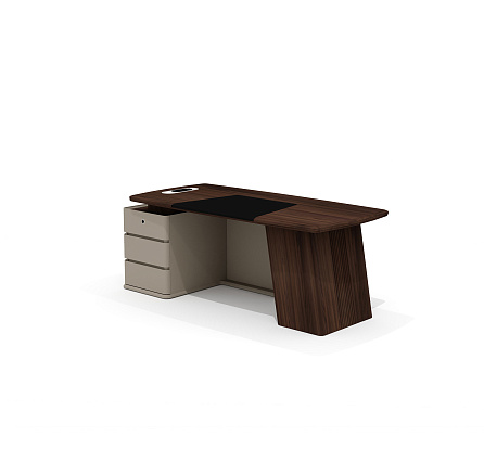 AS-20L Стол руководителя с опорной тумбой 200х90х76 Aston дуб Верде/серый кварц/мокко