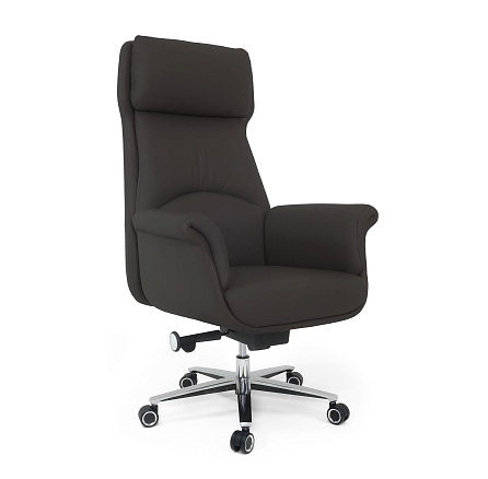 MB-678 Кресло экокожа, крестовина алюм., механизм мультиблок, обивка черный PU019