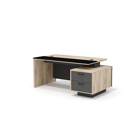 BR-16R Стол руководителя 180х105х76 Bruno дуб Кронберг/антрацит