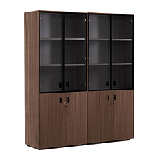 109 728 ECL 01 Шкаф комбинированный со стеклом 162x44xh197,5 Enzo эвкалипт мореный/ черный