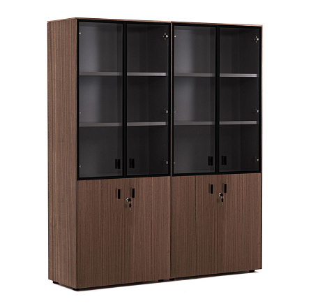 109 728 ECL 01 Шкаф комбинированный со стеклом 162x44xh197,5 Enzo эвкалипт мореный/ черный