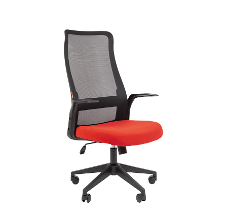 573 Chairman Кресло комбин.сетч.акрил/полиэстер черный/красный,крест.пластик черн, 07134741