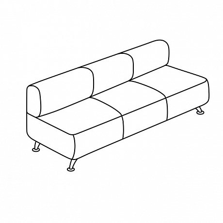 Мягкая офисная мебель: Вейт 3А трёх-местный диван без подлокотников.