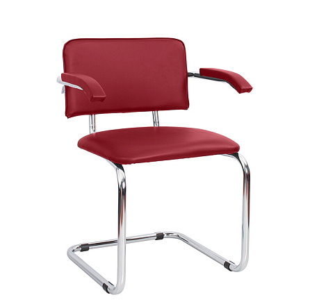 СИЛЬВИЯ ARM Стул иск. кожа, полозья хром 00-0083242  красный V-27 хром