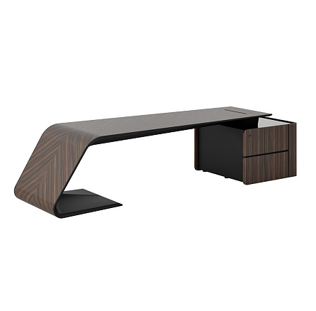 BJD-2609W-R Стол для руководителя 2660*900*760 без перед. панели BUGATTI эбеновое дерево