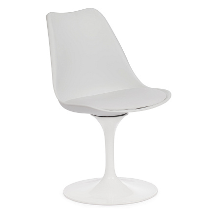 TULIP FASHION CHAIR (mod.109) Стул пластик, каркас металл обивка белый, каркас белый, код 15368