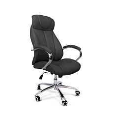 RT-359 Кресло экокожа, крестовина хром ТопГан Люкс обивка черный 40