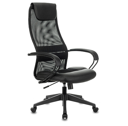 CH-608 Кресло экокожа+сетка c подг.,крест.пластик черн.TW-01 сиденье черн.TW-11,ID1141494