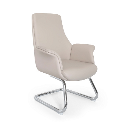 MB-613BS Кресло экокожа, полозья хром, обивка бежевый PA21