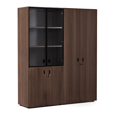 109 725 ECL 01 Шкаф комбинированный со стеклом +гардероб 162x44xh197,5 Enzo эвкалипт мореный/ черный