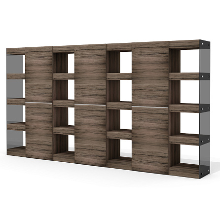 GS-7M + GS-8M + GS-9 Шкаф-гардероб Глазго лимба темная / стекло тонированное