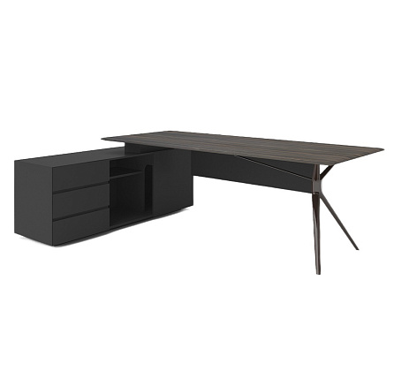 WNS2216L Стол для руководителя с тумбой левый 2200*1600*750 Арес люкс / Ares Lux жженый дуб