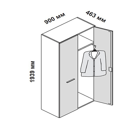 156934 Шкаф для кабинета высокий со штангой для одежды, двумя глухими дверцами и замком Enosi Белый LS (68)