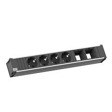 912.007 CONI LARGE Розеточный блок 4+2 Doge черный/алюминий
