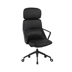 GLAM/A Кресло нат. кожа, крестовина металл черный обивка черный